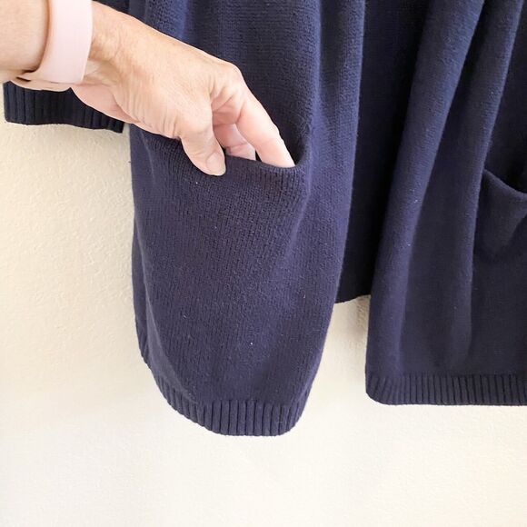 Talbots Open Front Cotton Blend Cardigan Navy Blue 2X Petite Career - Picture 2 of 9
